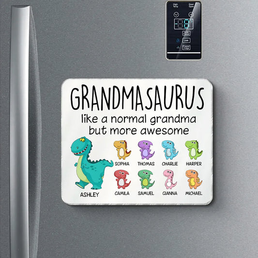 Grandmasaurus And Kids Cute Dinosaur Personalized Acrylic Fridge Magnet