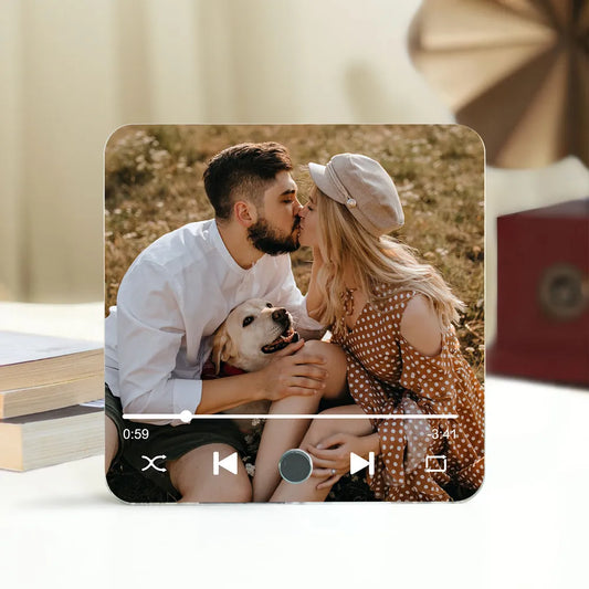 Couple Custom Photo Personalized Bluetooth Music Fridge Magnet, Valentine's Day Gift For Couple