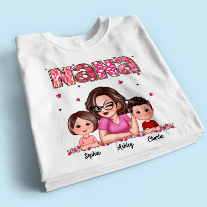 Grandma And Grandkids Personalized Shirt, Gift For Grandma