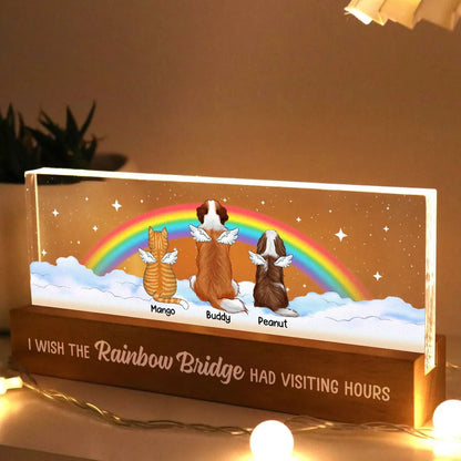 Dog Cat Memorial On Rainbow Bridge Personalized Acrylic Block LED Night Light, Memorial Gifts