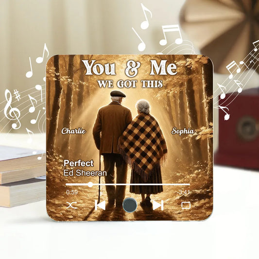 Old Couple Walking In The Forest Personalized Music Fridge Magnet, Heartfelt 2025 Valentine's Day Gift For Couple, For Him, For Her, Boyfriend, Girlfriend, Husband, Wife