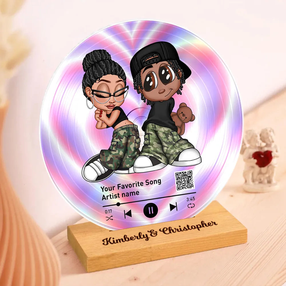 Y2K Couple Custom Vinyl Record, Favorite Song QR Code Acrylic Plaque, Valentine's Day, Anniversary, Birthday Gift for her, Gift for him