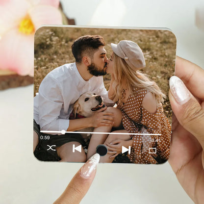 Couple Custom Photo Personalized Bluetooth Music Fridge Magnet, Valentine's Day Gift For Couple