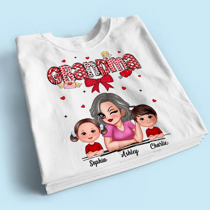 Grandma And Grandkids Personalized Shirt, Gift For Grandma