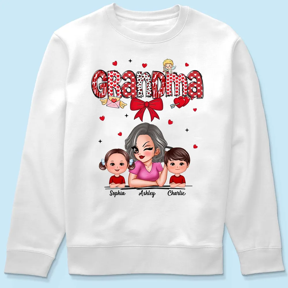 Grandma And Grandkids Personalized Shirt, Gift For Grandma