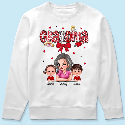 Grandma And Grandkids Personalized Shirt, Gift For Grandma