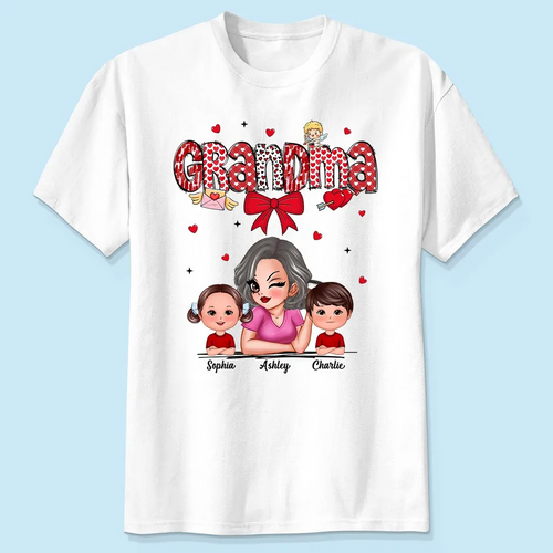Grandma And Grandkids Personalized Shirt, Gift For Grandma