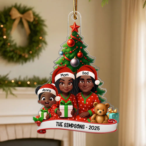 Family Pajama Personalized Acrylic Ornament, Christmas Decor for Family