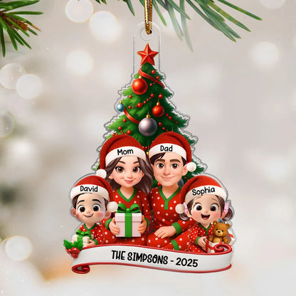 Family Pajama Personalized Acrylic Ornament, Christmas Decor for Family