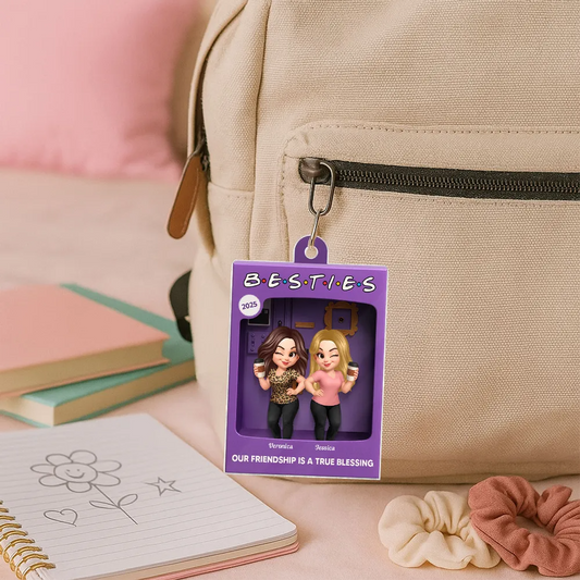 Besties Personalized Acrylic Ornament - Purple Toy Box Style Christmas Gift