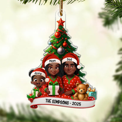 Family Pajama Personalized Acrylic Ornament, Christmas Decor for Family