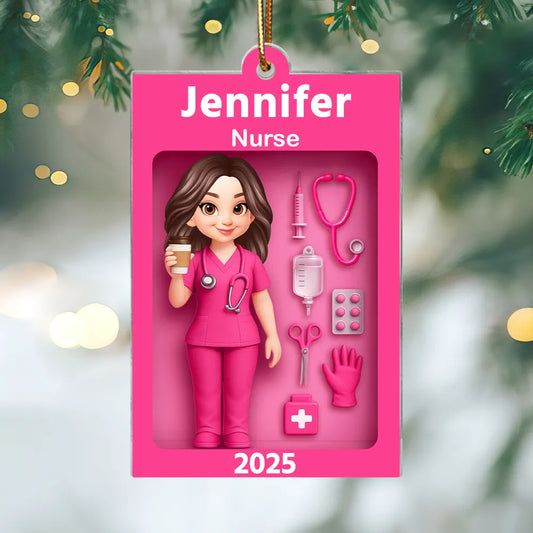 Personalized Nurse In Toy Box 3D Acrylic Ornament, Special Christmas Gift For Nurse, For Co-workers