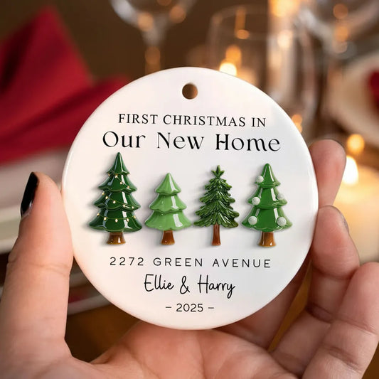 First Christmas In New Home 3D Effect - Personalized Acrylic Ornament - New Home Decor
