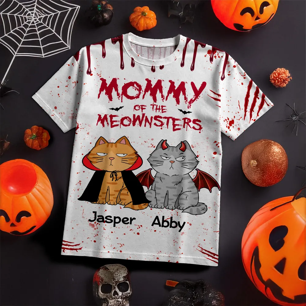 Halloween Mommy Daddy Of The Monsters Cats Personalized Shirt, Spooky Halloween Costume For Cat Lovers, Cat Mom, Cat Dad