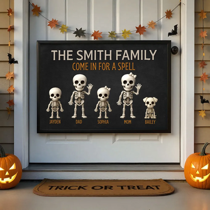 3D Effect Halloween Spooky Funny Skeleton Family Personalized Poster