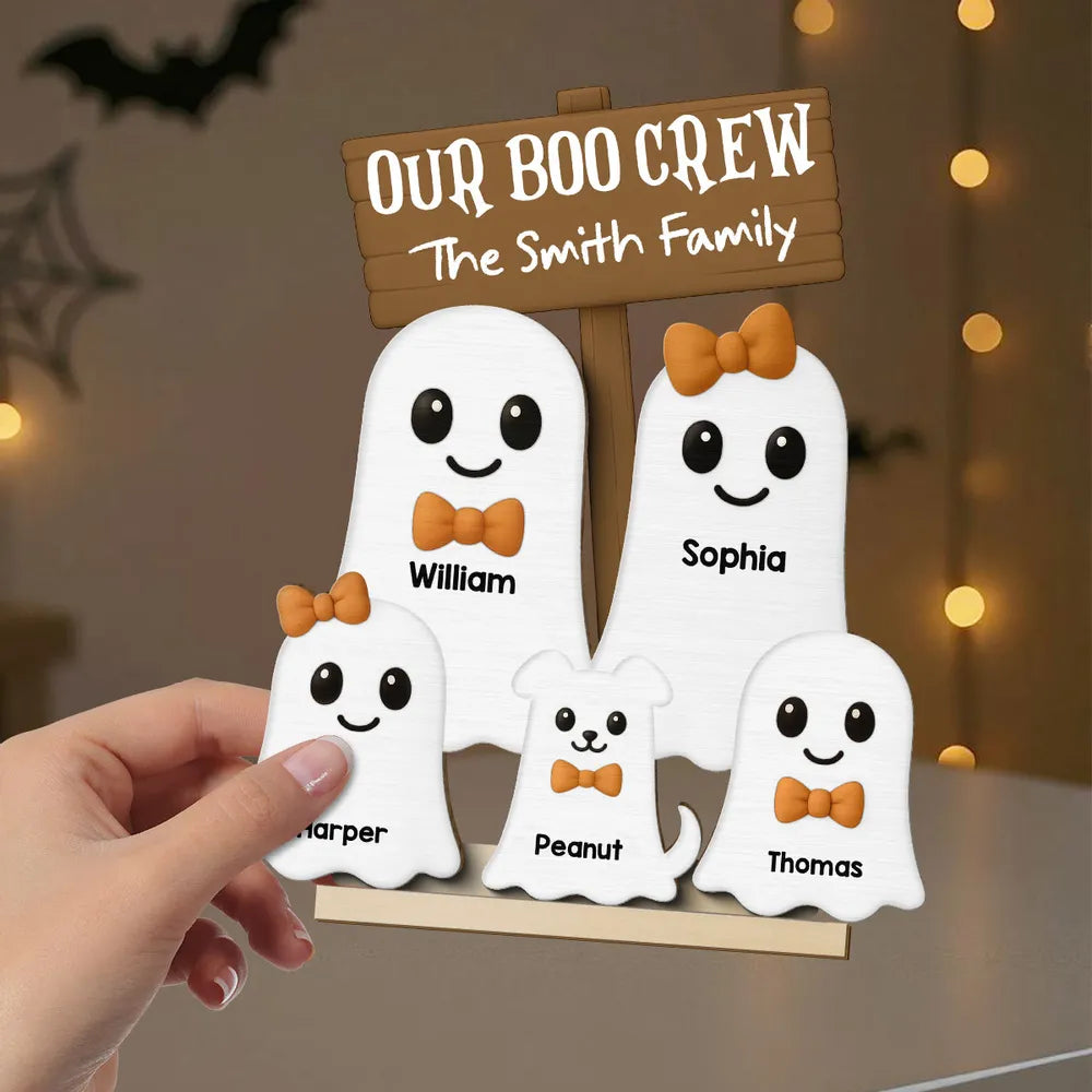 Halloween Boo Family Personalized 2-Layer Standing Wooden Plaque