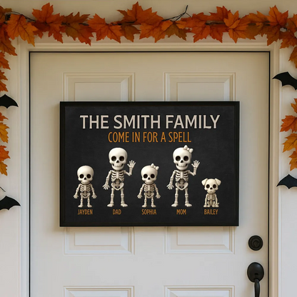 3D Effect Halloween Spooky Funny Skeleton Family Personalized Poster
