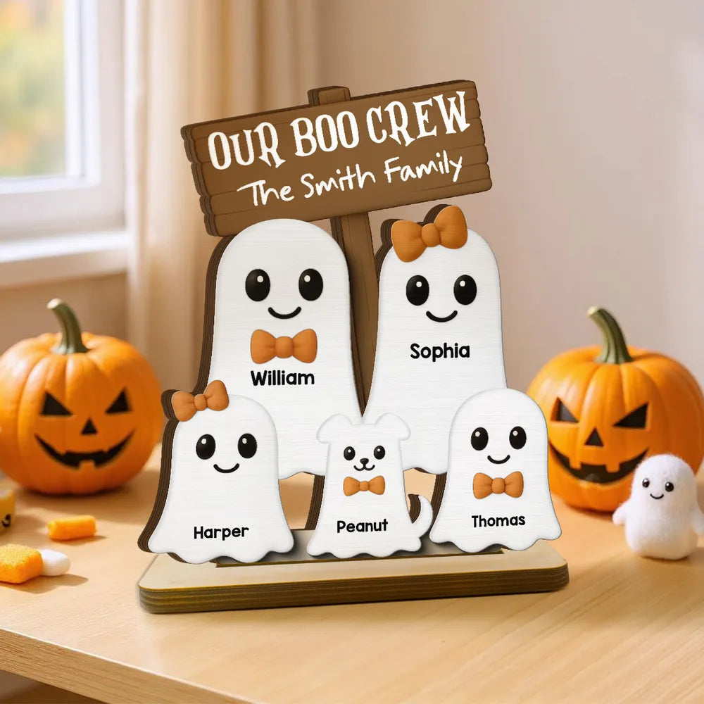 Halloween Boo Family Personalized 2-Layer Standing Wooden Plaque