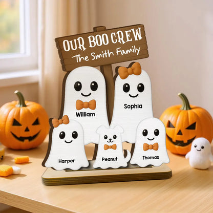 Halloween Boo Family Personalized 2-Layer Standing Wooden Plaque