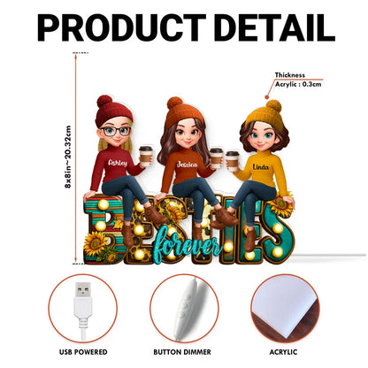 Western Fall Vibe Besties Sitting Personalized Light Box, Fall Gift for Best Friends
