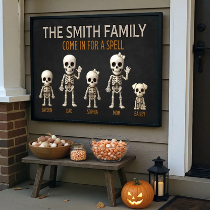 3D Effect Halloween Spooky Funny Skeleton Family Personalized Poster