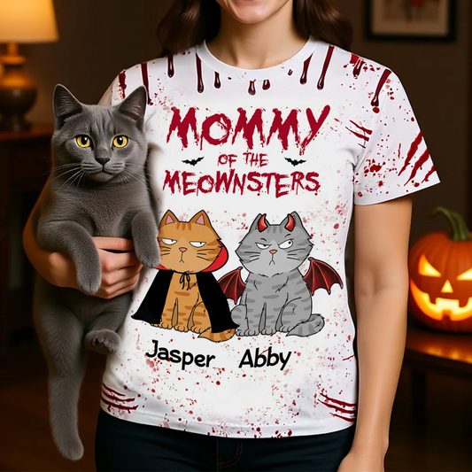 Halloween Mommy Daddy Of The Monsters Cats Personalized Shirt, Spooky Halloween Costume For Cat Lovers, Cat Mom, Cat Dad
