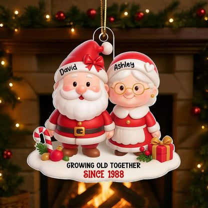 Santa Couple Growing Old Together Personalized Acrylic Ornament, Anniversary, Christmas Gift for him, Gift for her