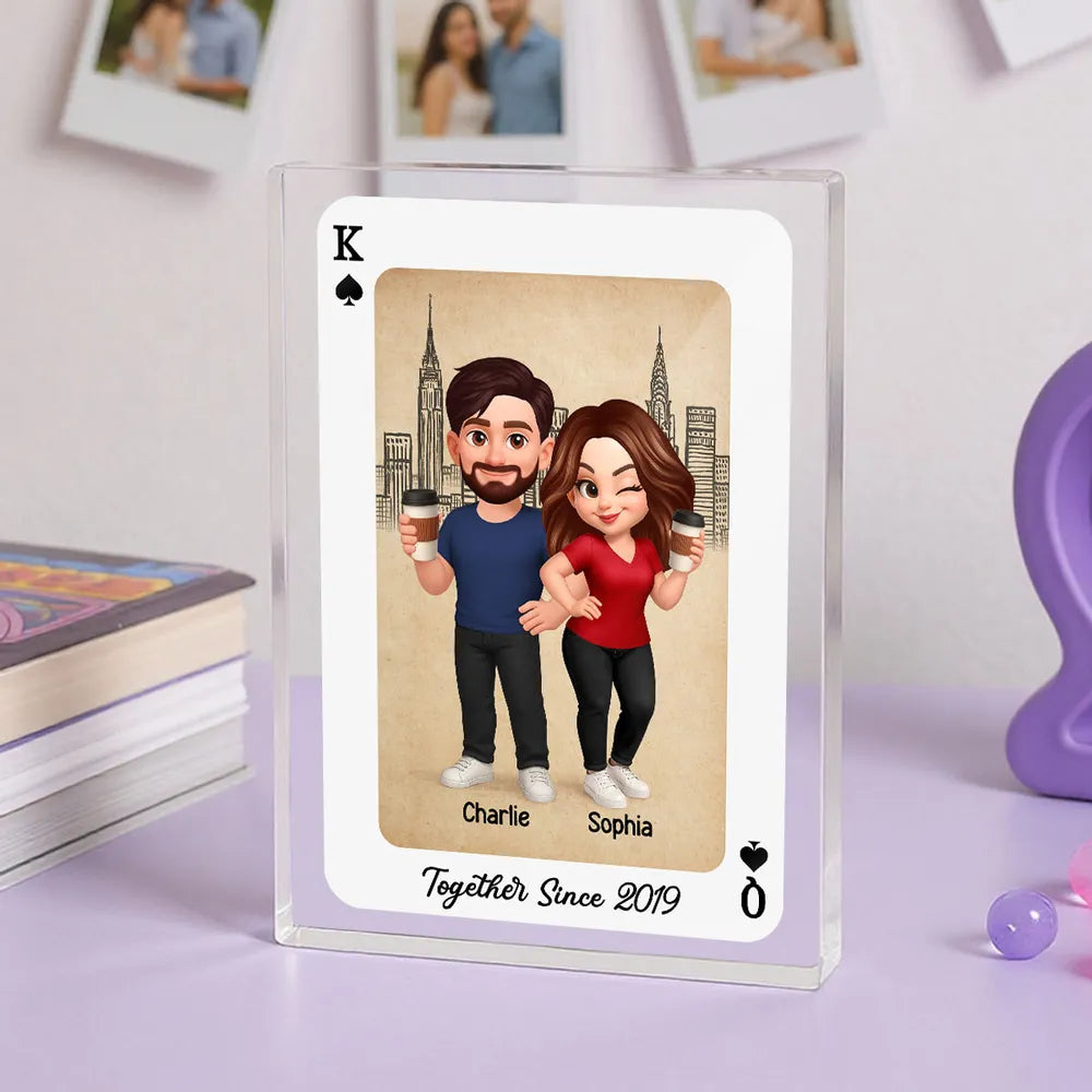 King and Queen Couple Personalized Acrylic Block, Anniversary Gift for him for her