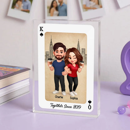 King and Queen Couple Personalized Acrylic Block, Anniversary Gift for him for her