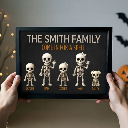 3D Effect Halloween Spooky Funny Skeleton Family Personalized Poster