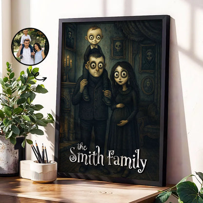 Custom Gothic Family Portrait from Photo Personalized Poster, Halloween Decor