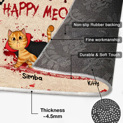 Happy Meowloween Spooky Walking Cat Personalized Doormat, Halloween Decor