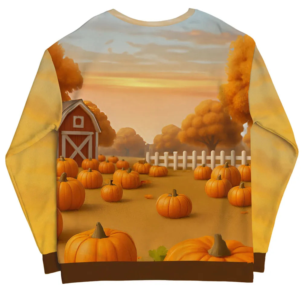 Fall Season Grandma Scarecrow Grandkids Pumpkins 3D Effect Personalized Sweatshirt