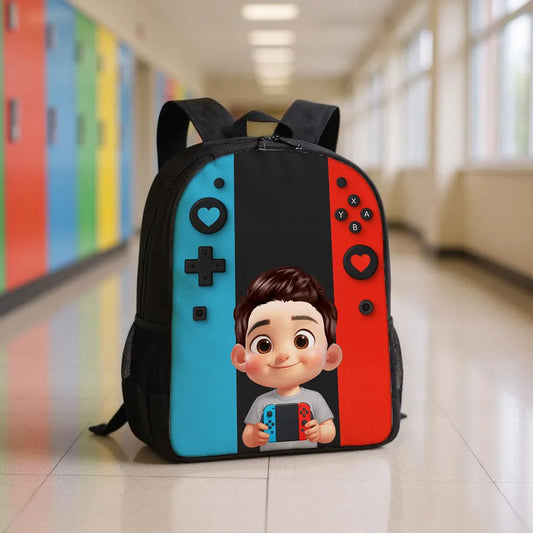 Personalized Gamer Backpack for Boys Girls, Back to School Backpack for Kids (Kid's Name is Optional)