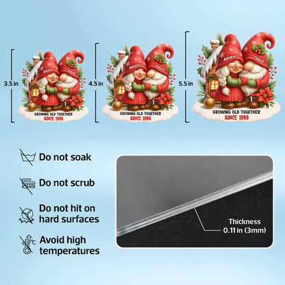 Festive Gnome Couple Love in Winter Wonderland Personalized Acrylic Ornament, Christmas Gift for him, Gift for her