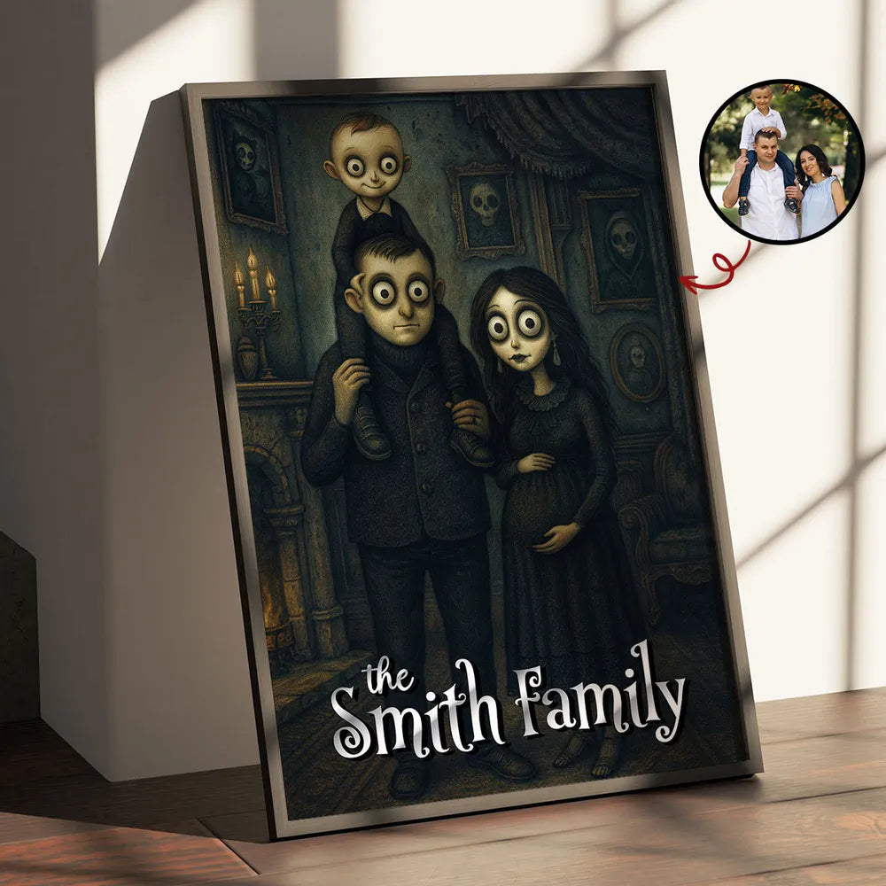 Custom Gothic Family Portrait from Photo Personalized Poster, Halloween Decor