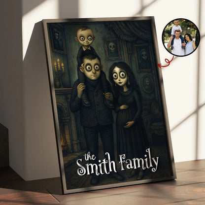 Custom Gothic Family Portrait from Photo Personalized Poster, Halloween Decor