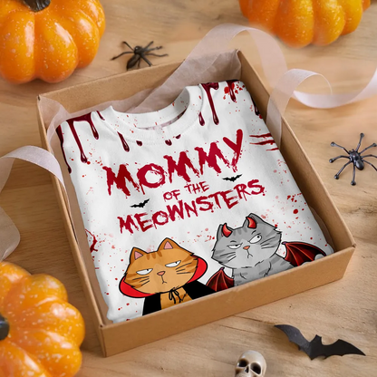 Halloween Mommy Daddy Of The Monsters Cats Personalized Shirt, Spooky Halloween Costume For Cat Lovers, Cat Mom, Cat Dad