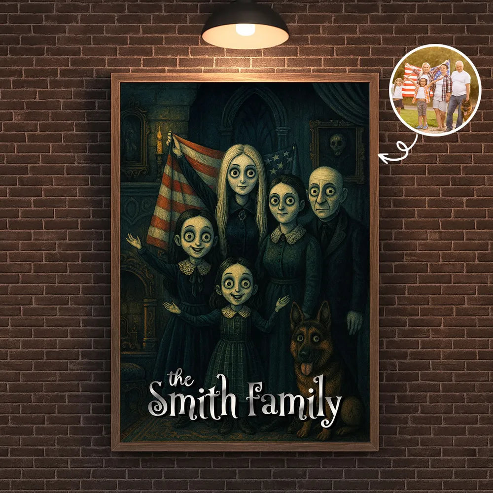 Custom Gothic Family Portrait from Photo Personalized Poster, Halloween Decor