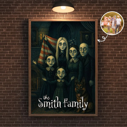 Custom Gothic Family Portrait from Photo Personalized Poster, Halloween Decor