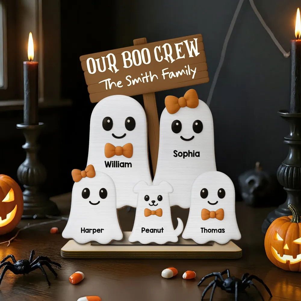 Halloween Boo Family Personalized 2-Layer Standing Wooden Plaque