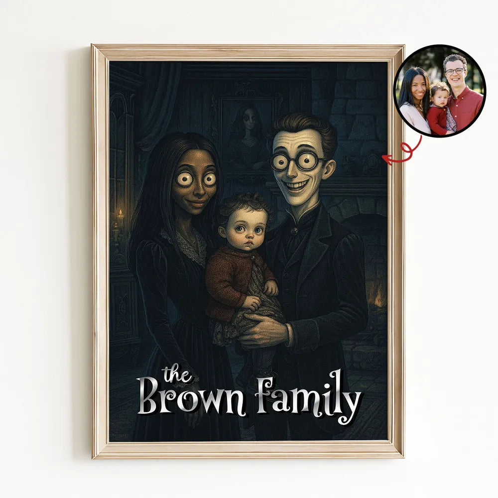 Custom Gothic Family Portrait from Photo Personalized Poster, Halloween Decor