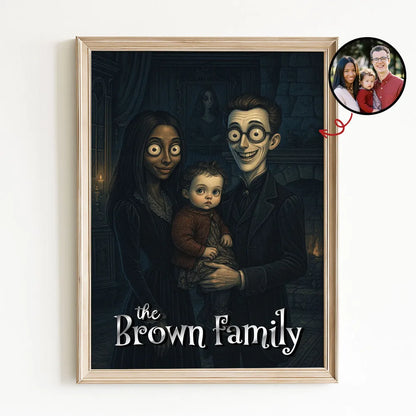 Custom Gothic Family Portrait from Photo Personalized Poster, Halloween Decor