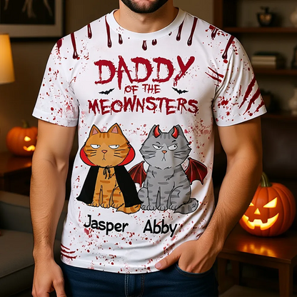 Halloween Mommy Daddy Of The Monsters Cats Personalized Shirt, Spooky Halloween Costume For Cat Lovers, Cat Mom, Cat Dad