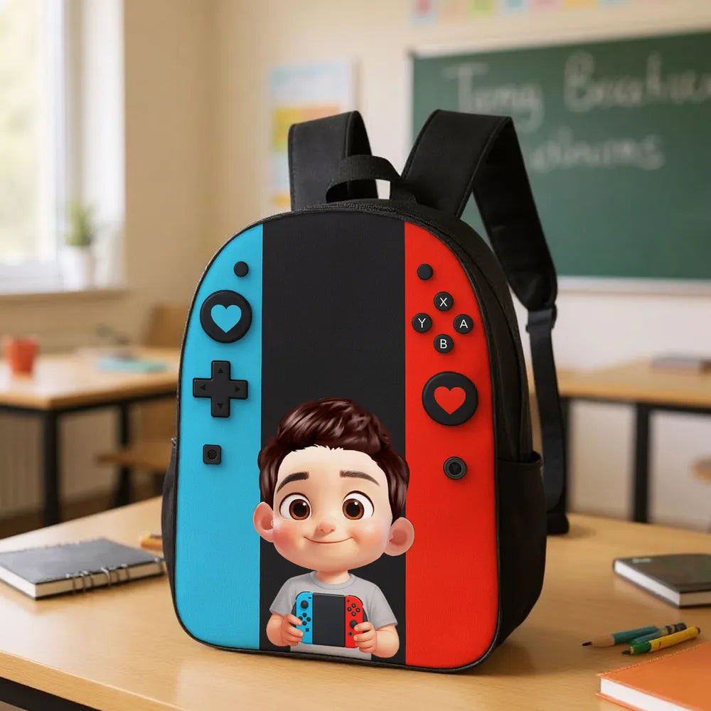 Personalized Gamer Backpack for Boys Girls, Back to School Backpack for Kids (Kid's Name is Optional)