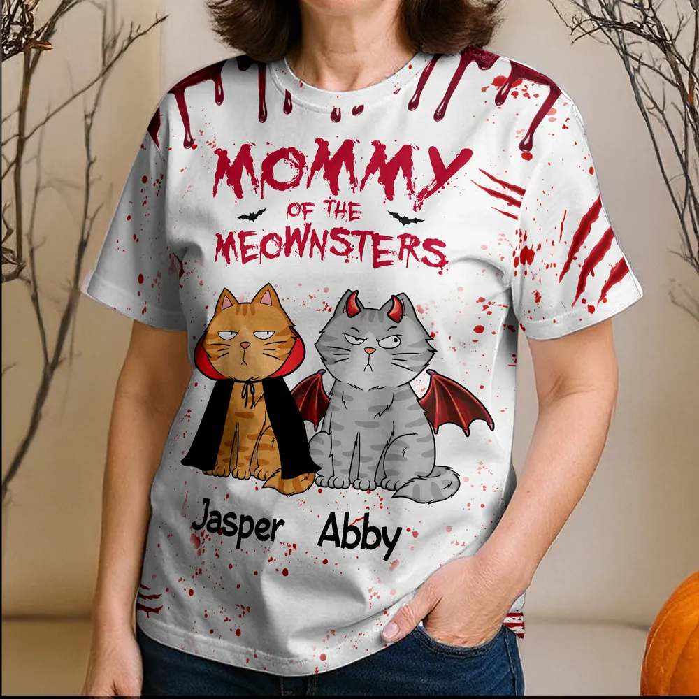 Halloween Mommy Daddy Of The Monsters Cats Personalized Shirt, Spooky Halloween Costume For Cat Lovers, Cat Mom, Cat Dad