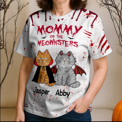 Halloween Mommy Daddy Of The Monsters Cats Personalized Shirt, Spooky Halloween Costume For Cat Lovers, Cat Mom, Cat Dad