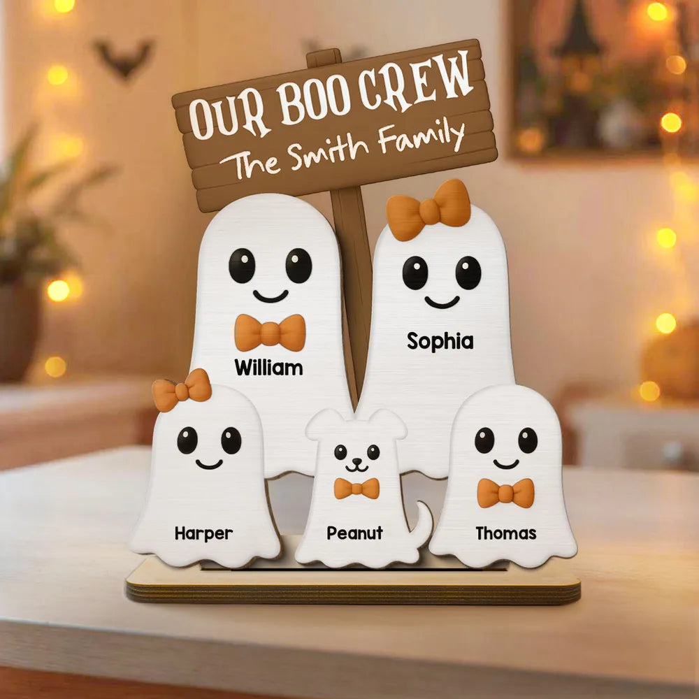 Halloween Boo Family Personalized 2-Layer Standing Wooden Plaque