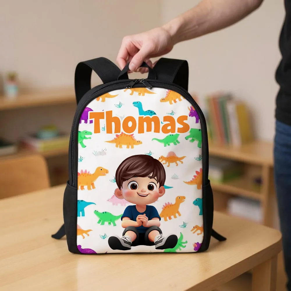 Rainbow Dinosaur Unicorn Personalized Kid Backpack, Back to School Backpack for Boys, Girls, 12 Different Designs