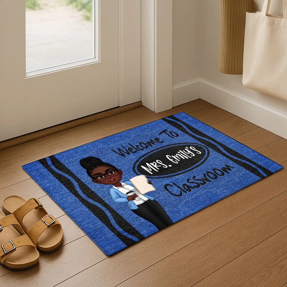 Teacher Crayon Welcome To Classroom Personalized Doormat| Back To School Gift, Classroom Decoration